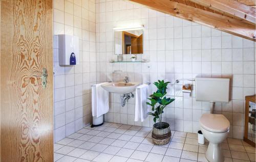 a bathroom with a toilet and a sink at Cozy Home In Regen With Wifi in Regen