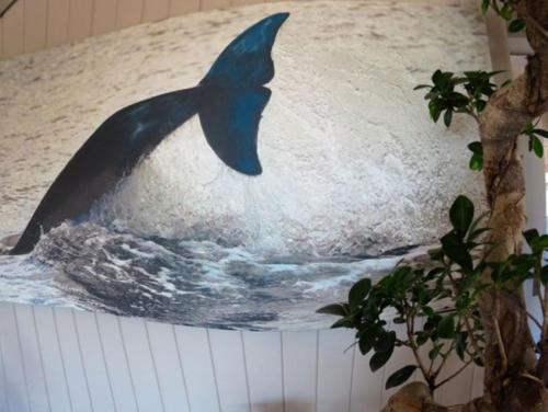 un delfín en el agua en una pared en JBay Surfed Out, en Jeffreys Bay