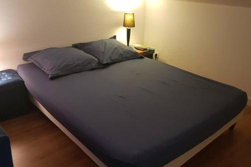 - un grand lit avec 2 oreillers dans l'établissement Duplex 44m² avec terrasse de 8m² accès direct mer/pisci/parking privatif surveillé, à Six-Fours-les-Plages