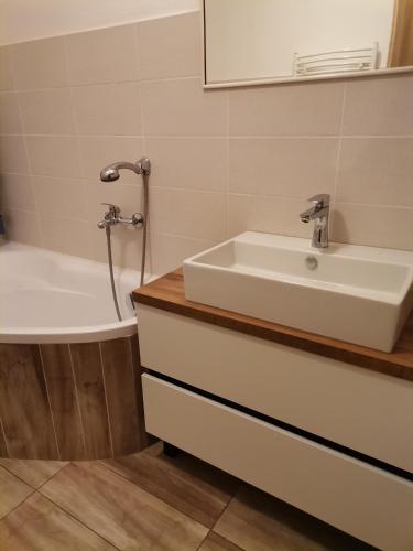 Koupelna v ubytování Apartmán Family s výhľadom na Choč