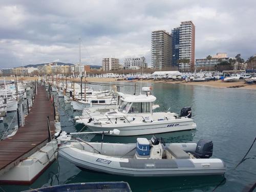 a group of boats docked at a dock in a harbor at Casa Maite in Palamós