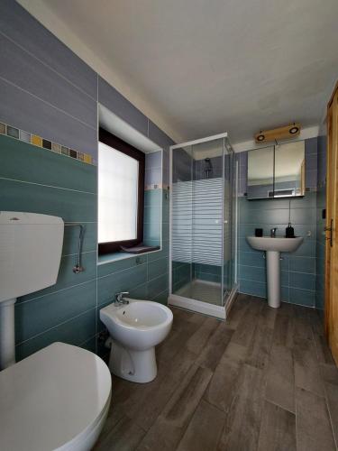 a bathroom with a toilet and a sink at Gran Paradiso in Alpette