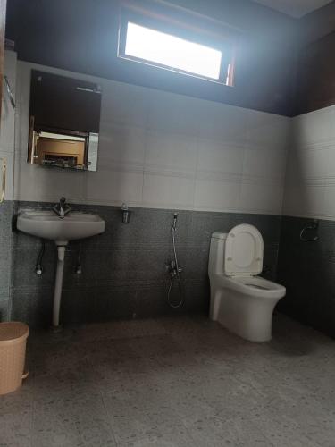 a bathroom with a toilet and a sink at Mountain Mist in Tawang