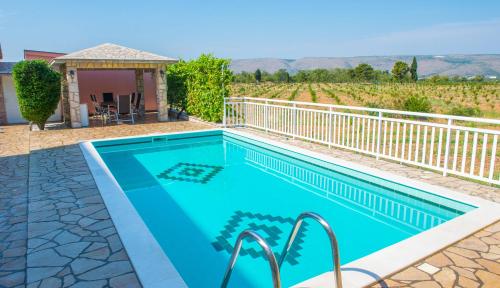 einen Pool mit Blick auf einen Weinberg in der Unterkunft Villa Dalia in Mostar