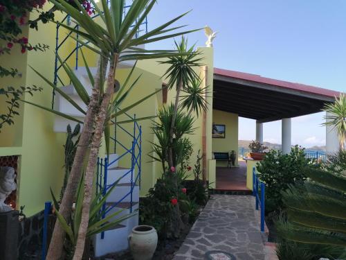 a house with a palm tree in the front yard at Villa Panorama in Lipari