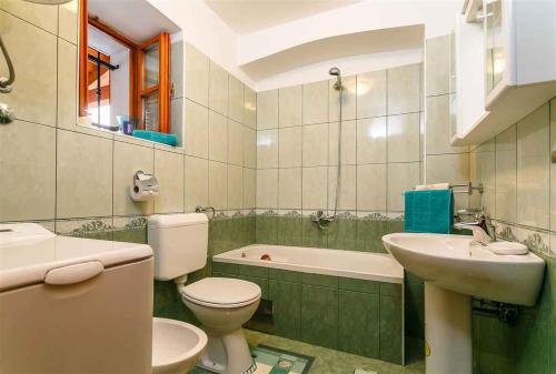ein Badezimmer mit einem WC, einem Waschbecken und einer Badewanne in der Unterkunft Holiday home in Drivenik 39096 in Drivenik