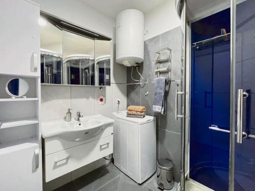 e bagno con lavandino, servizi igienici e doccia. di Ferienhaus Maja - a76148 a Pavicini