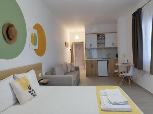 Kuchyň nebo kuchyňský kout v ubytování Iris Apartments Ksamil