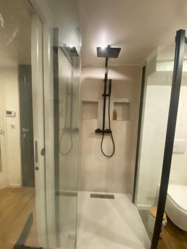 a shower in a bathroom with a toilet at ÉDEN in Vitry logement entier in Vitry-sur-Seine