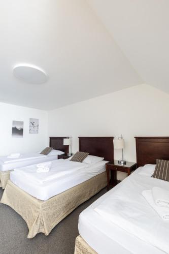 Postel nebo postele na pokoji v ubytování Hotel Petrovy kameny