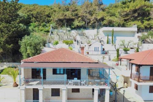 an aerial view of a house with a roof at Irini Traditional House Afitos in Afitos