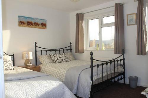 a bedroom with two beds and a window at Shirebrook House Coventry in Foleshill