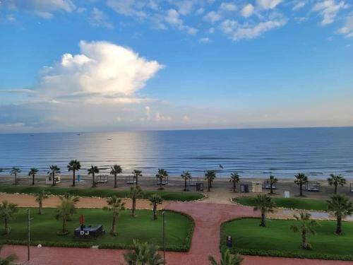 a view of the ocean from a resort at Porto Said Resort Rentals in Port Said