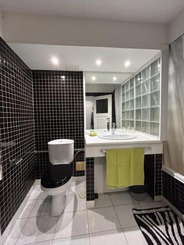 een badkamer met een toilet en een wastafel bij Bairro Alto Flat in Lissabon