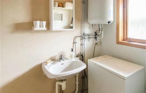 ein Badezimmer mit einem Waschbecken und einer Waschmaschine in der Unterkunft Awesome Home In Ster With Kitchen in Säter