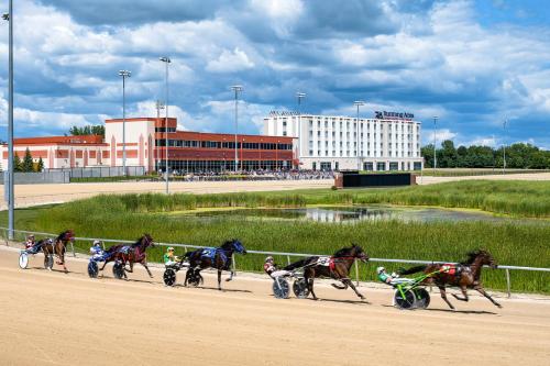 a group of horses racing on a track at Running Aces Hotel & Casino, Trademark Collection by Wyndham in Forest Lake