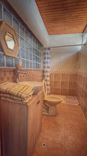 ein Bad mit einem Waschbecken und einem WC. in der Unterkunft Casa Carhuaz in Carhuaz