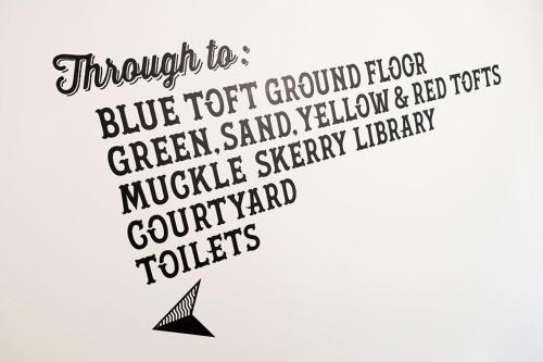 a sign with a bluevent ground floor green sand yellow and red toilets at Highland - 1 Bed Luxury Studio Apartment in Wick