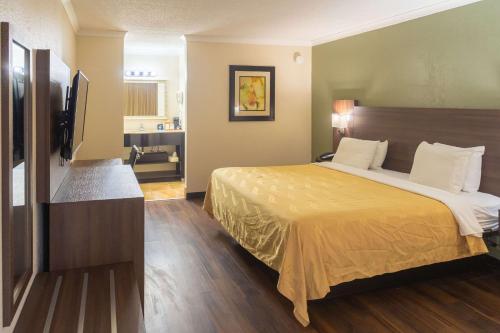 a hotel room with a bed and a flat screen tv at Quality Inn Richmond Hill - Savannah I-95 in Richmond Hill