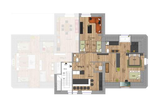 een tekening van een plattegrond van een gebouw bij Wohnen wie im Schloss - Alter Bahnhof von Kruft in Kruft