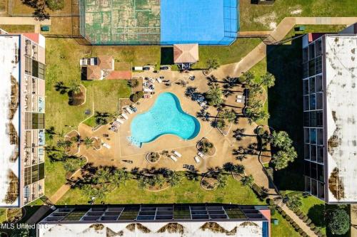an aerial view of a park with a pool at Biloxi Beach Condo-B in Biloxi