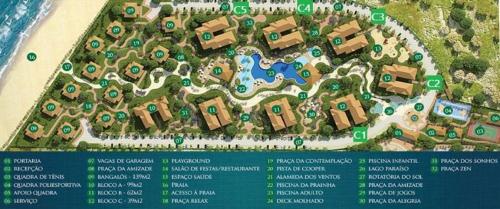 VG Sun Cumbuco Resort a Beira Mar Nascente Sombra e Ventilação C1-207 في كومبوكو: خريطة حديقة مع منتجع