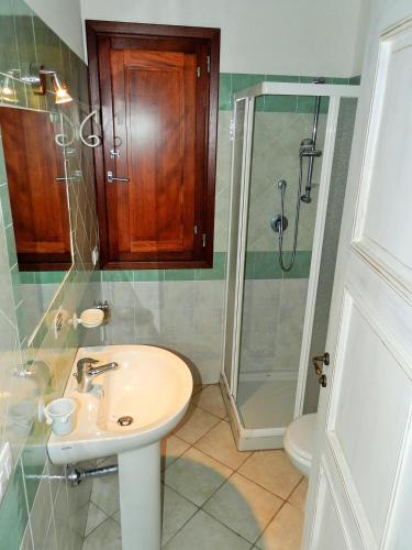 a bathroom with a sink and a shower at Chicchiritanos in Monti