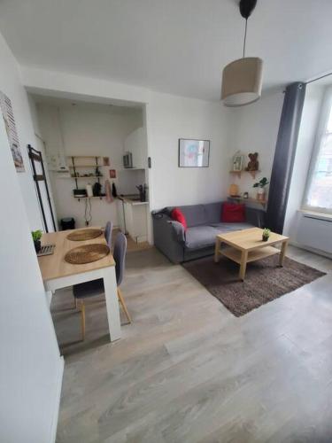Studio cosy - Nogent Le Rotrou - Proche gare في نوجان-لو-روترو: غرفة معيشة مع أريكة وطاولة