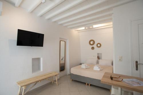 Televízia a/alebo spoločenská miestnosť v ubytovaní MYKONOS HOUSE Vitality , Mykonos town