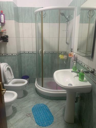 フィエルにあるGuest House Fierのシャワー、洗面台、トイレ付きのバスルーム