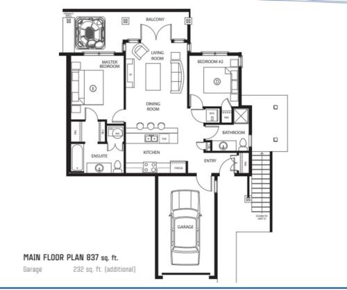 Планировка Cozy Modern Ski-in & Ski-out, Hot Tub, Townhouse