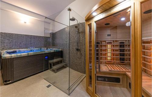 a bathroom with a shower and a sink at Nice Home In Bribir With Sauna, Wifi And 5 Bedrooms in Bribir
