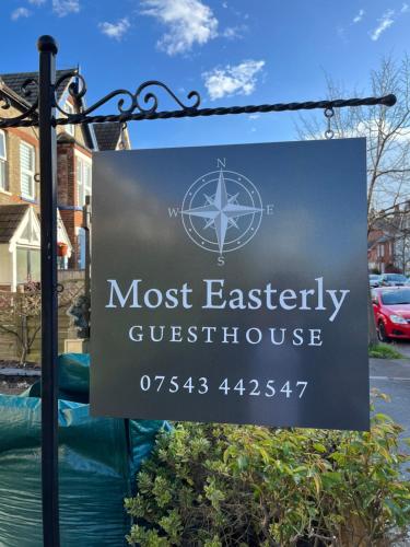 a sign for a most easley guest house at Most Easterly Guest House in Pakefield