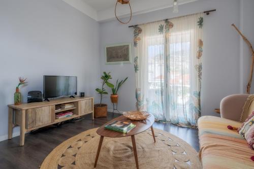 a living room with a couch and a tv at Endemic - Concept Apartment in Funchal