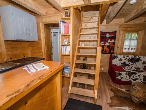 une petite maison avec une échelle dans une cuisine dans l'établissement Mazot 2 étoiles avec jardin, parking et wifi - Chamonix - FR-1-343-215, à Chamonix-Mont-Blanc