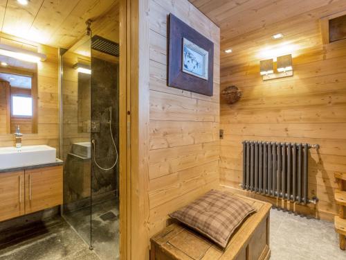 a bathroom with a shower and a sink at Chalet Val-d'Isère, 5 pièces, 8 personnes - FR-1-694-6 in Val-d'Isère