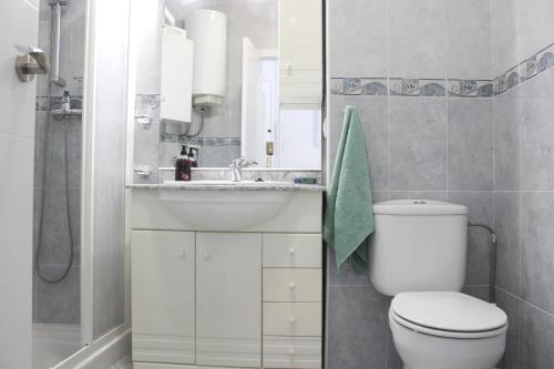 a bathroom with a toilet and a sink at Charming Studio Nerja with pool in Nerja