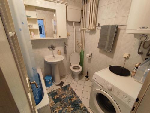uma pequena casa de banho com WC e lavatório em Woody em Novi Sad