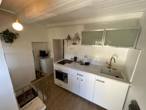 Kuchyň nebo kuchyňský kout v ubytování T1 charmant et typique sur les hauteurs de Bastia