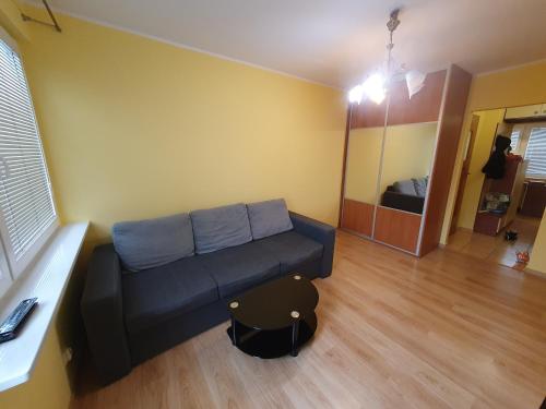 uma sala de estar com um sofá num quarto em Legionów Apartament em Konin