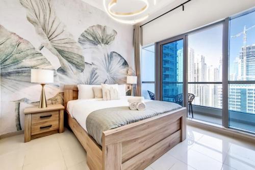 Postel nebo postele na pokoji v ubytování Bay Central, Dubai Marina - Vacationer