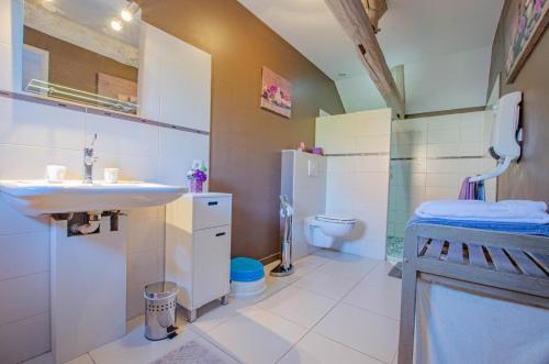 a bathroom with a sink and a toilet at LA CLER'HIER in Clérey