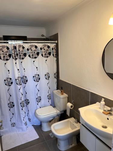 a bathroom with a toilet and a sink at Monoambiente parque p in Villa María