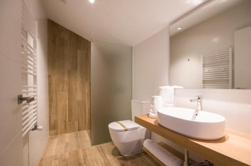 a bathroom with a sink and a toilet at Apartamentos Lucio Rodinso 