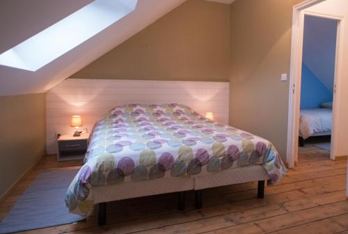a bedroom with a bed and a skylight at Gite Amiens in Amiens