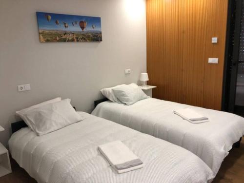 AmondeにあるViana do Castelo - Amonde Village -Casa A * Relaxのベッド2台が隣同士に設置された部屋です。