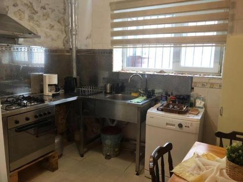 Il comprend une cuisine équipée d'un évier et d'une cuisinière. dans l'établissement ozzy homes, à Antalya