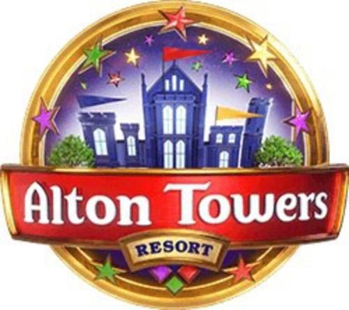 a button with a picture of the nation towers logo at Luxury Village Cottage 5 mins to Alton Towers in Alton