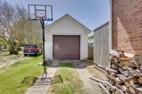 a basketball hoop in front of a garage at Beautiful Colonial Home on the Choptank River in Cambridge