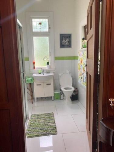 a bathroom with a toilet and a sink at History @ Renall in Masterton